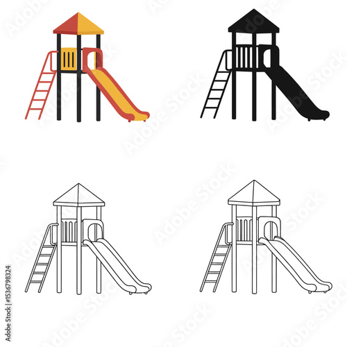 Children play area glyph icon. Playground slide. Child outdoor entertainment equipment. Park zone for kids. Silhouette symbol on white space. Vector isolated illustration