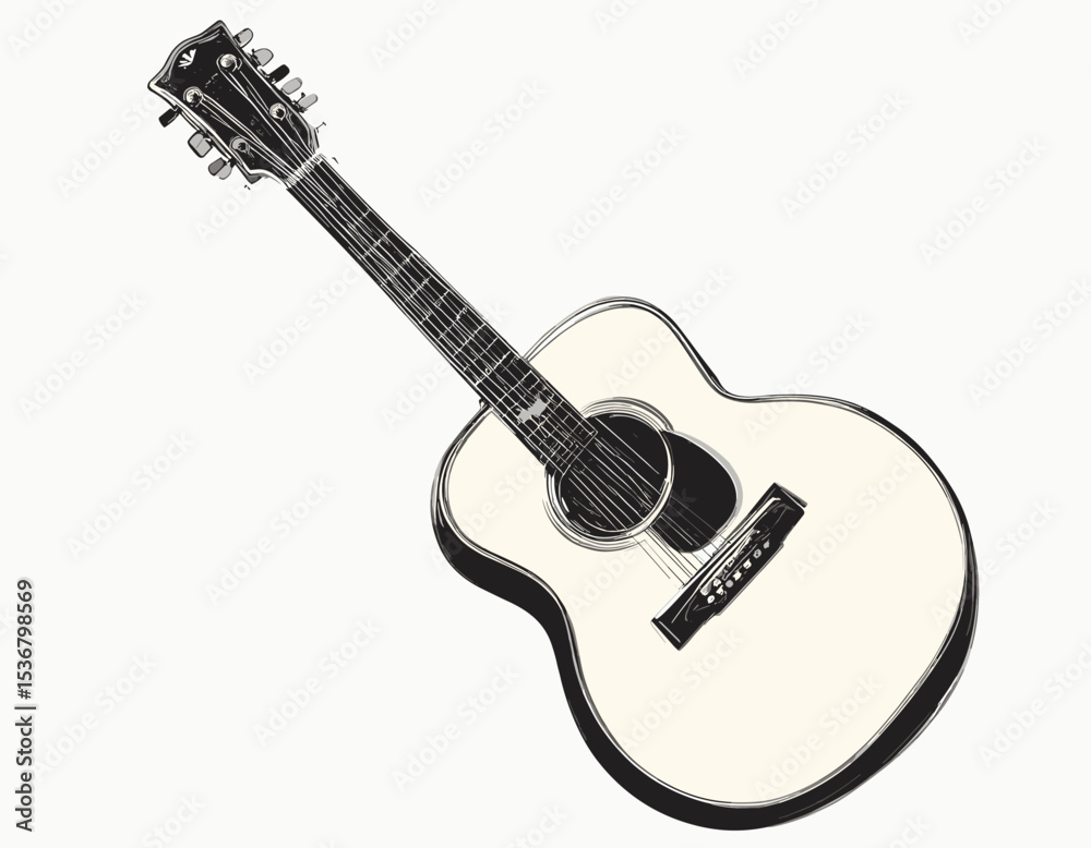 Naklejka premium Simple Illustration of an Acoustic Guitar