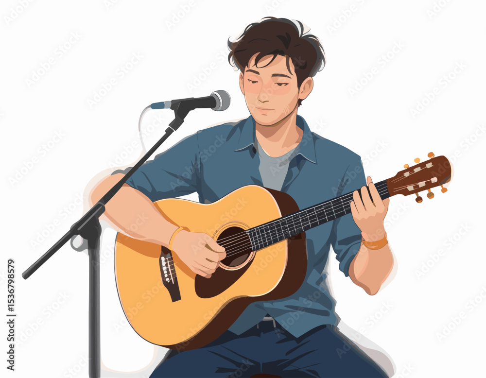 Obraz premium Simple Illustration of an Acoustic Guitar