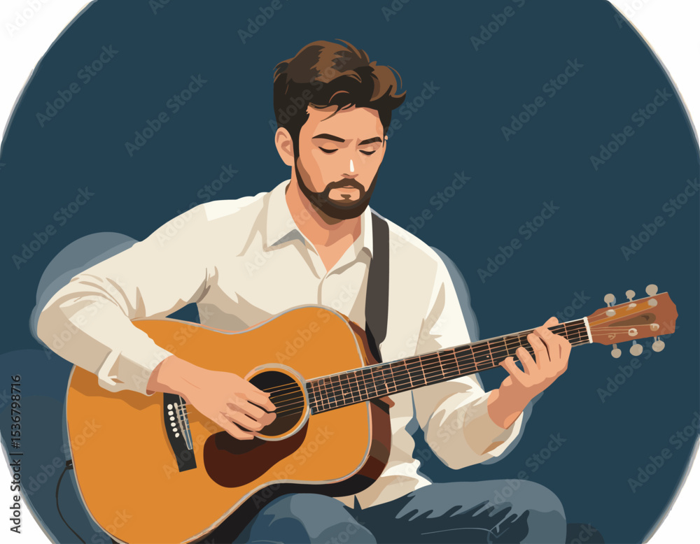 Obraz premium Simple Illustration of an Acoustic Guitar