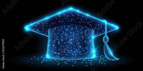 Digital Graduation Cap Represents Online Education