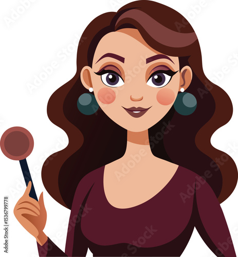 Beautiful woman makeup artist holding makeup brush