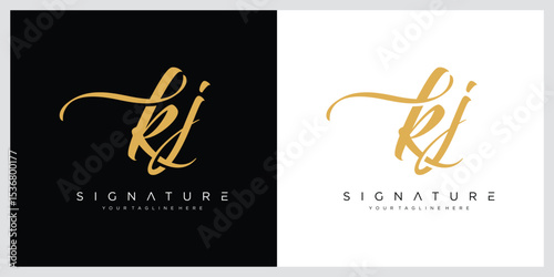 Fototapeta Initial letter KJ handwriting logo vector