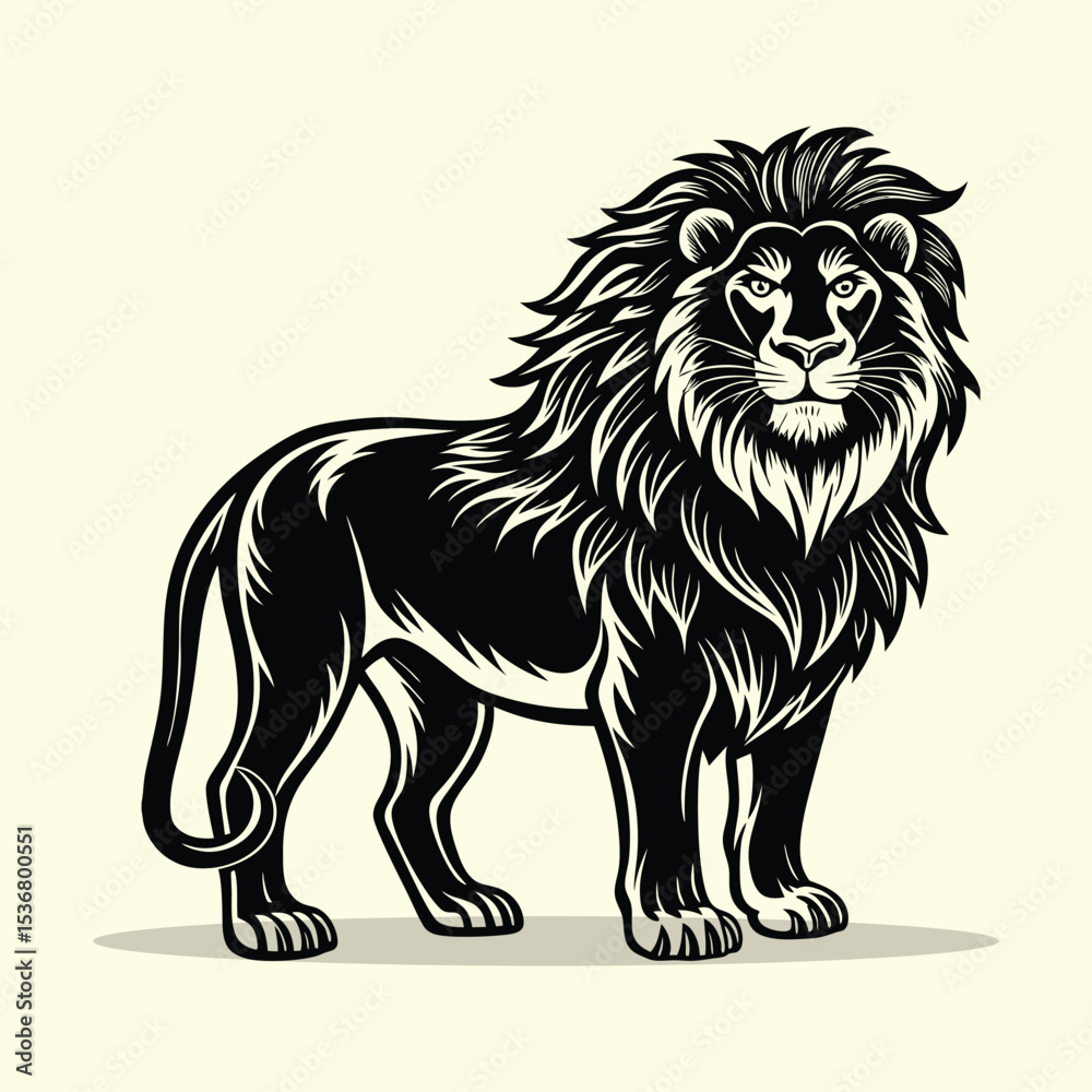 Obraz premium Majestic Lion Silhouette Vector – Wildlife Silhouette Artwork