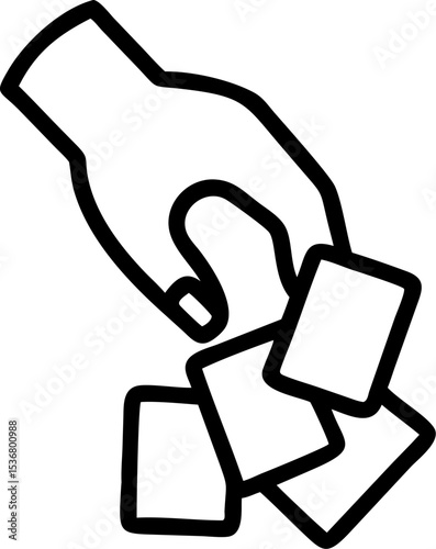 Silhouette of a Hand Organizing Cards into Neat Stack – Minimalist Concept, Sorting, Decision Making, Abstract Workflow, Strategy, Hand Gesture, Dark Background, Business Symbolism, Flat Design, Comme
