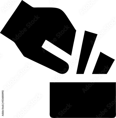Silhouette of a Hand Organizing Cards into Neat Stack – Minimalist Concept, Sorting, Decision Making, Abstract Workflow, Strategy, Hand Gesture, Dark Background, Business Symbolism, Flat Design, Comme