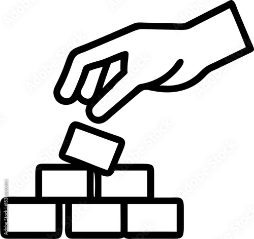 Silhouette of a Hand Organizing Cards into Neat Stack – Minimalist Concept, Sorting, Decision Making, Abstract Workflow, Strategy, Hand Gesture, Dark Background, Business Symbolism, Flat Design, Comme