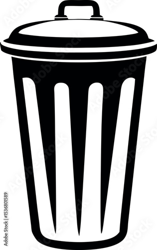 Iconic trash can image representing waste management disposal vector silhouette