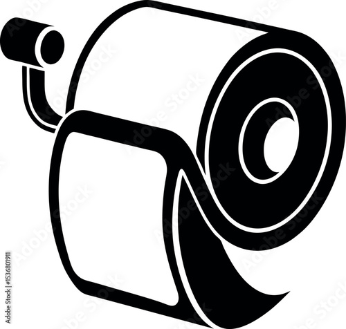A minimalistic illustration of a toilet paper roll holder vector 
