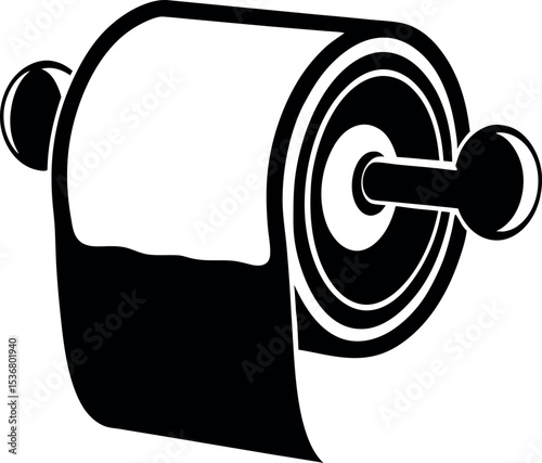 Toilet paper roll icon in minimalist illustration design vector silhouette