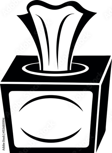 Illustration of a tissue box with tissues protruding vector silhouette