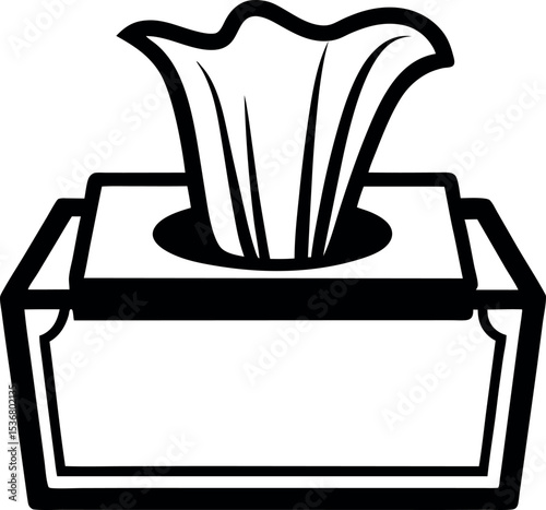 Tissue Box with Tissues Sticking Out in Illustration vector silhouette
