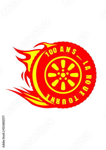 100 ans roue tourne anniversaire pneu flamme feu