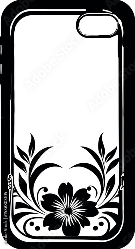 Floral design on phone case for personalized look vector silhouette