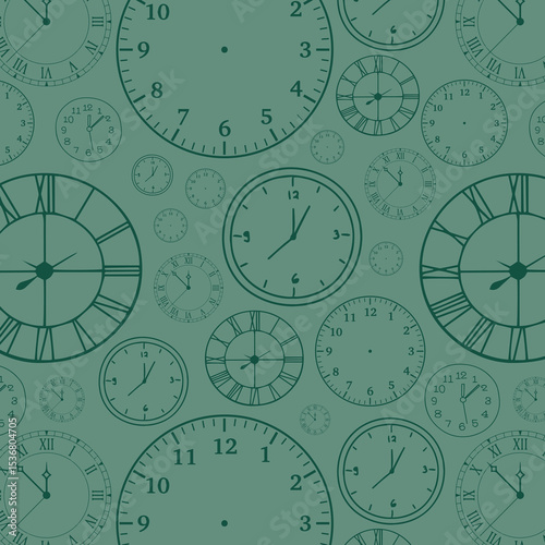 Stylish beautiful clock vector pattern. Time, watch, schedule, business, management, plan, work and urgency concept. Vector illustration