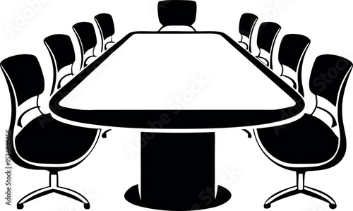 A illustration of a conference table chairs vector silhouette