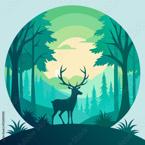vector illustration of a deer