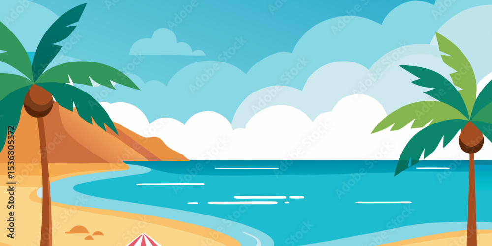 Obraz premium Beach Background, Social media Template - Vector