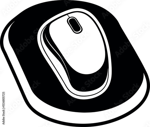 Isometric computer mouse icon, simple technology 