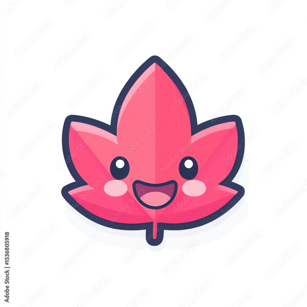 Obraz premium Cute pink kawaii maple leaf