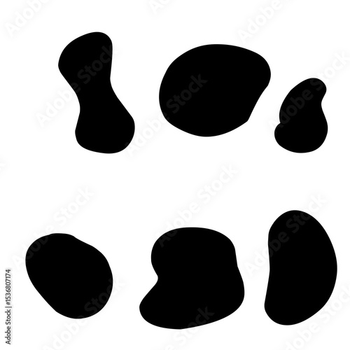 Collection of abstract blob shapes with smooth, freeform curves. The black blobs are organically shaped and ideal for use in modern web design, branding, or background elements.