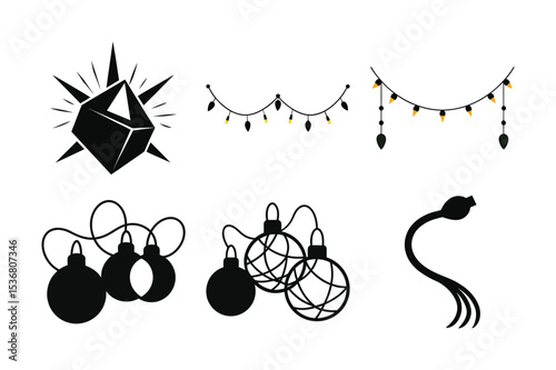 Black and white music notes with headphones are adorned with a sweet red cherry and a delicate flower illustration, perfect for a festive Christmas celebration design