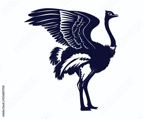 ostrich vector illustration, silhouette of ostrich vector art