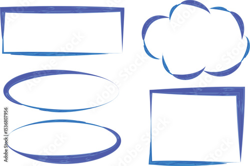 blue colorful different pattern abstract frames irregular shapes set