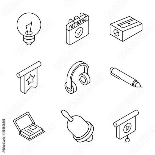 Check this trendy collection of school and university isometric icons
