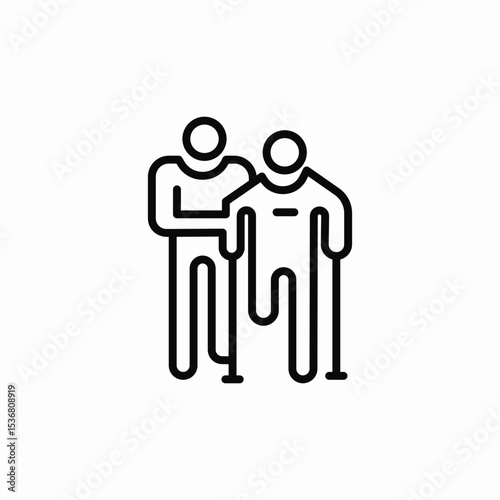 amputee walking assistance icon sign vector