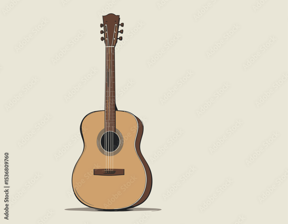 Naklejka premium Simple Illustration of an Acoustic Guitar