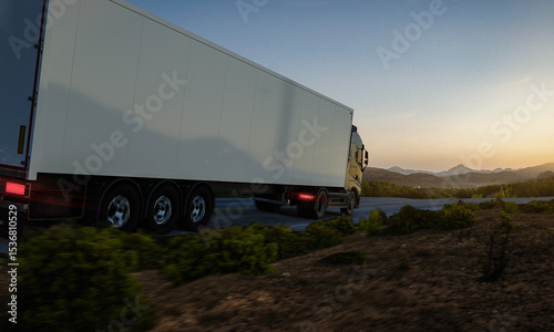 LKW bei Sonnenaufgang 