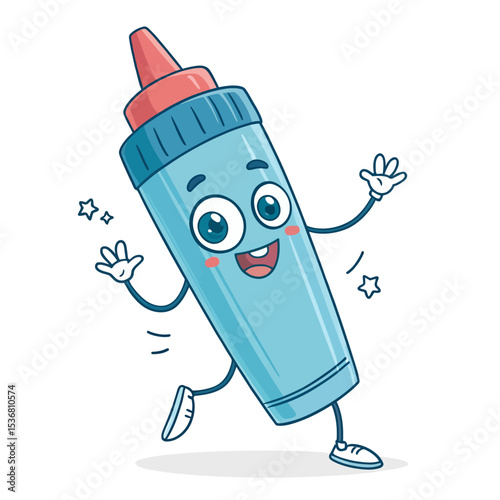cute bottle cartoon character. mineral water mascot.