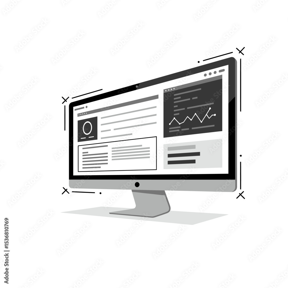 Fototapeta premium Computer monitor isolated on white background. Mockup monitor