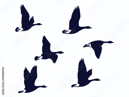 group of flying geese vector illustration, geese silhouette set vector art