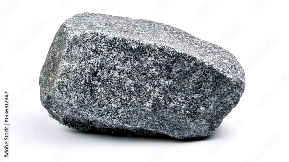 Fototapeta premium Large Grey Granite Boulder Stone Rock Isolated on White Background