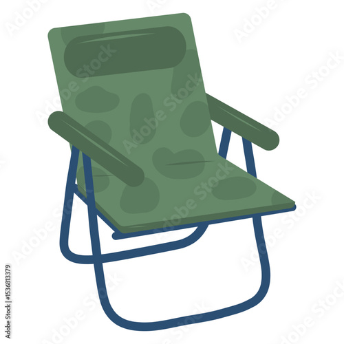 Khaki folding chair vector illustration on a white background, camping chair