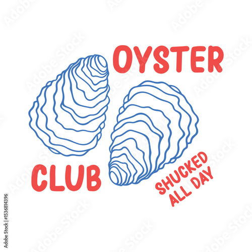 Oyster Club  Shucked  All Day svg, Oyster Trendy Hand Drawn Illustration  EPS, 