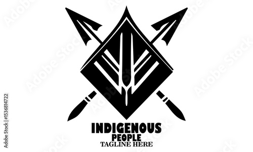 International day of the world's indigenous people. Shield and crossed spears vector illustration, shield and crossed spears logo design and shield and crossed spears icon
