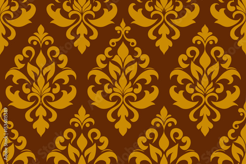 Elegant Golden Damask Pattern Seamless Luxury Brown and Gold Floral Design