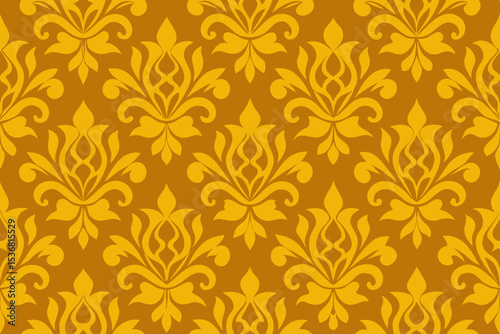 Elegant Golden Damask Pattern Seamless Texture for Design Projects