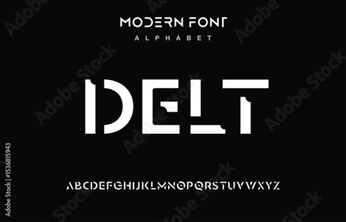 Design Modern abstract digital alphabet font. Minimal technology typography, Creative urban sport fashion futuristic font and with numbers. vector illustration.