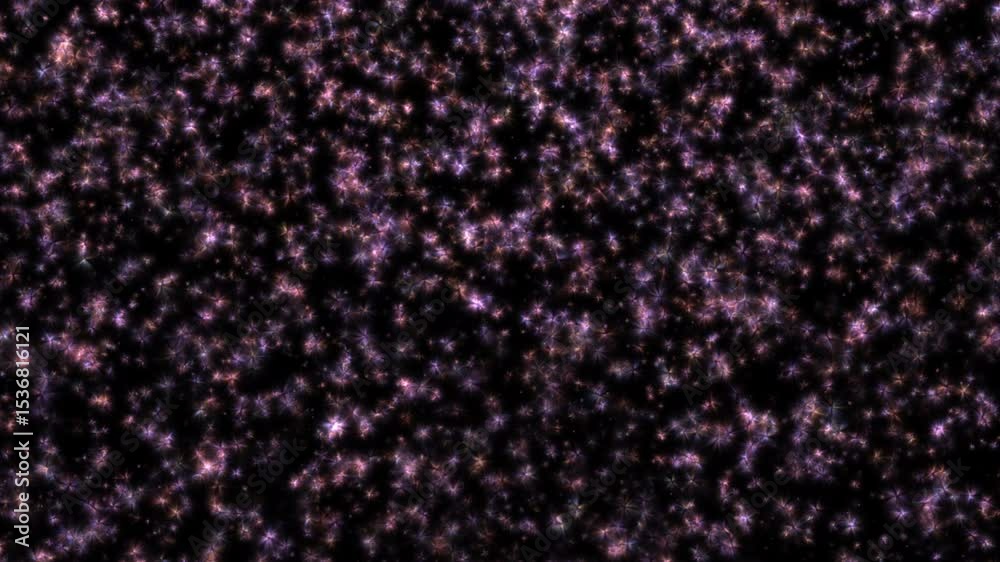 Abstract animation loop flickering colorful stars particles flow on black background. 4K 3D seamless looping gold bokeh particles dust fly in the air.
