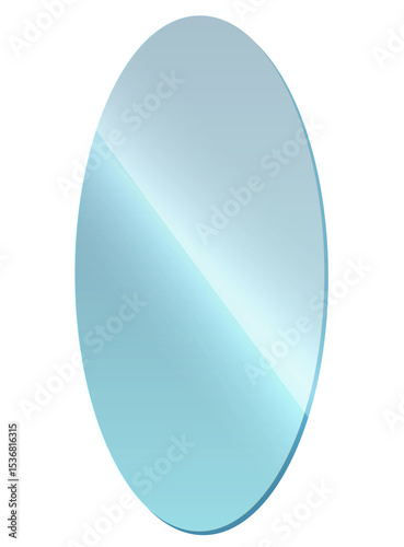 Realistic reflection transparent screen frame shiny sheet clear glass plate with light from sunlight.