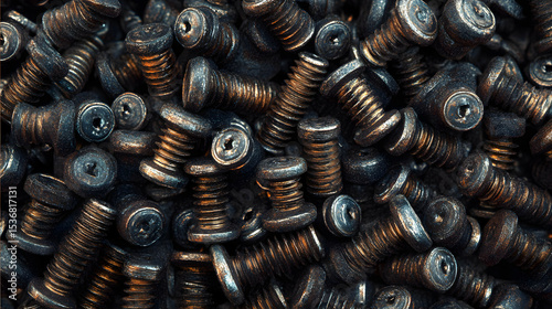 Texture of many industrial screws