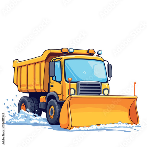 Vsai snow plow truck removing snow from road during winter
