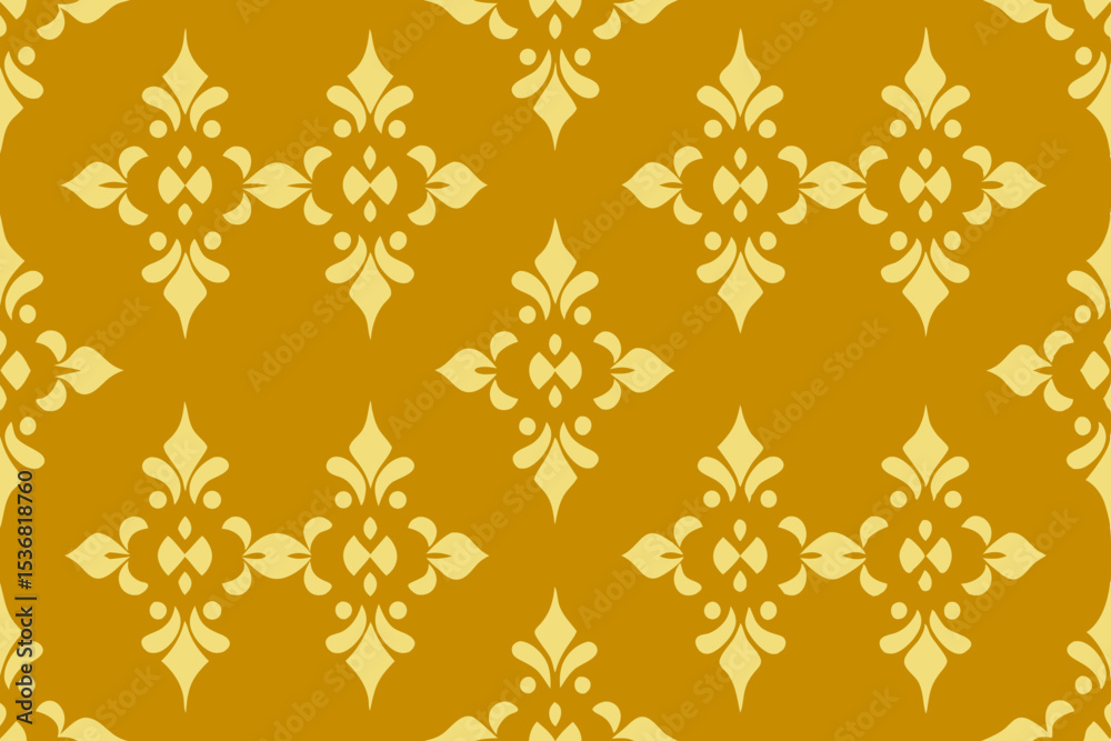 Fototapeta premium Elegant Golden Floral Damask Seamless Pattern Design Luxury Background Texture