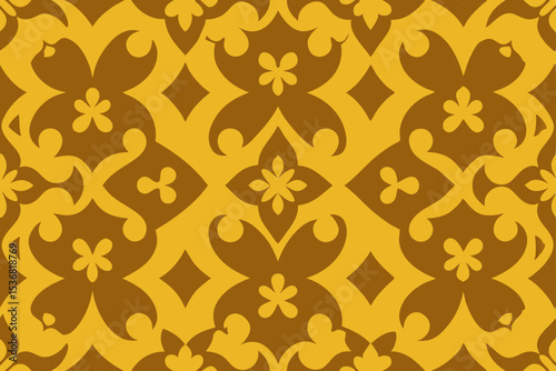 Golden Brown Floral Pattern Seamless Tileable Texture for Design Projects