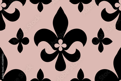 Elegant Fleur-de-lis Pattern Seamless Black and Pink Floral Design