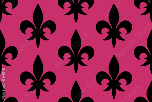 Elegant Seamless Fleur-de-lis Pattern Pink and Black Design